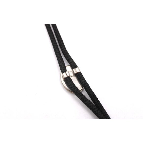 Vintage Western Bolo Tie Abalone Shell Oval Slide Black Braided Cord Brass Tips - Picture 6 of 9